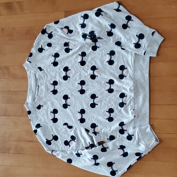 Womens Disney Mickey Mouse Rainbow 🌈 Ears Sleep Pajama Top Shirt Size Small NWT - Picture 1 of 3